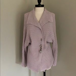 Lilac Cotton knit cardigan/jacket with pin detail